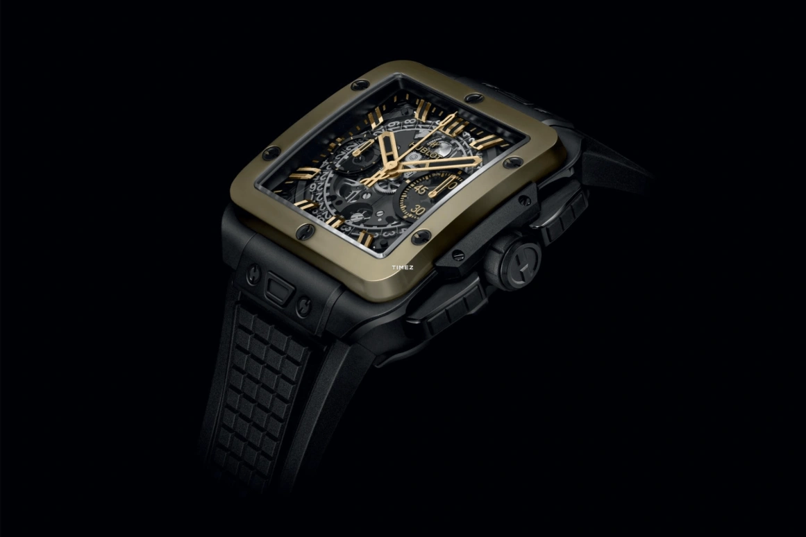 Hublot,Square Bang 42mm,42mm,Ceramic,Magic Gold,Black,Skeleton,Automatic,Chronograph,Day,Flyback,Column Wheel,72hours,In-house Caliber,821,821.CM.0130.RX