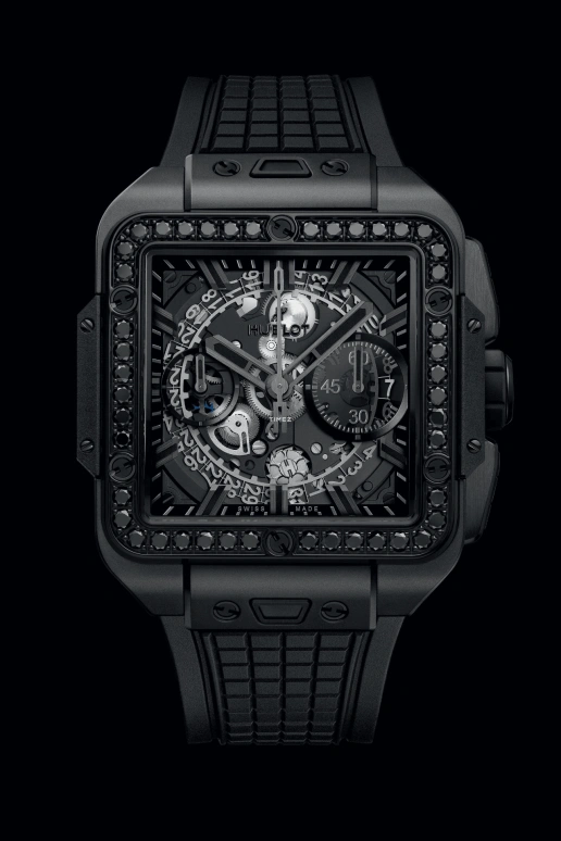 Hublot,Square Bang 42mm,42mm,Ceramic,Skeleton,Black,Automatic,Chronograph,Day,Column Wheel,821,821.CX.0140.RX.1200