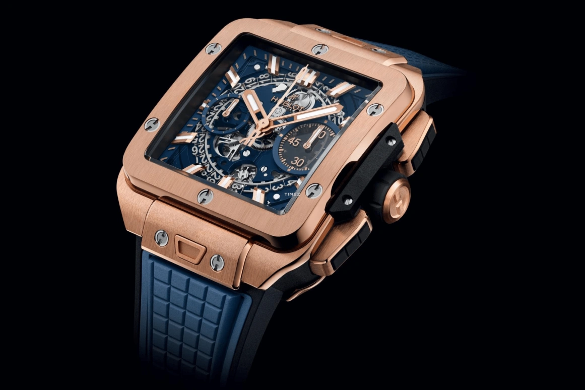 Hublot,Square Bang 42mm,42mm,KING GOLD,Blue,Automatic,Chronograph,Day,Flyback,Kylian Mbappé,821,821.OX.5180.RX