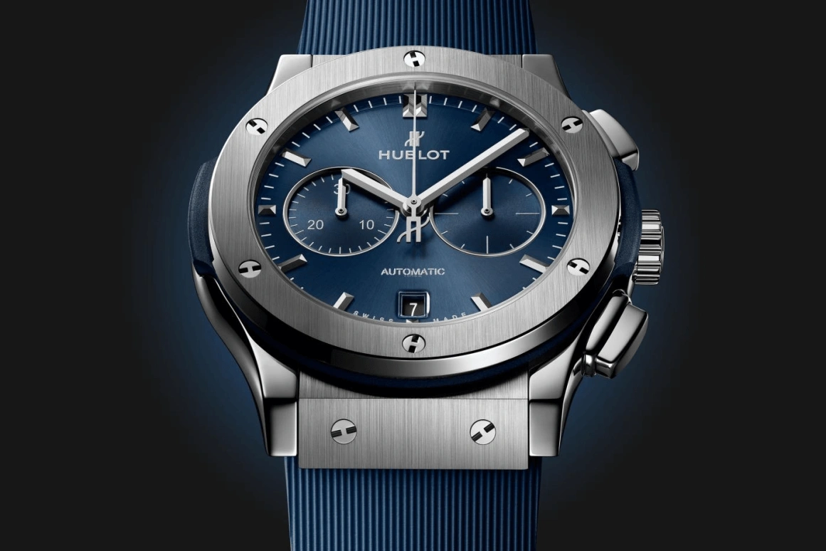 Hublot,Classic Fusion 42mm,42mm,Titanium Gold,Blue,Automatic,42hours,In-house Caliber,541,541.NX.7170.RX