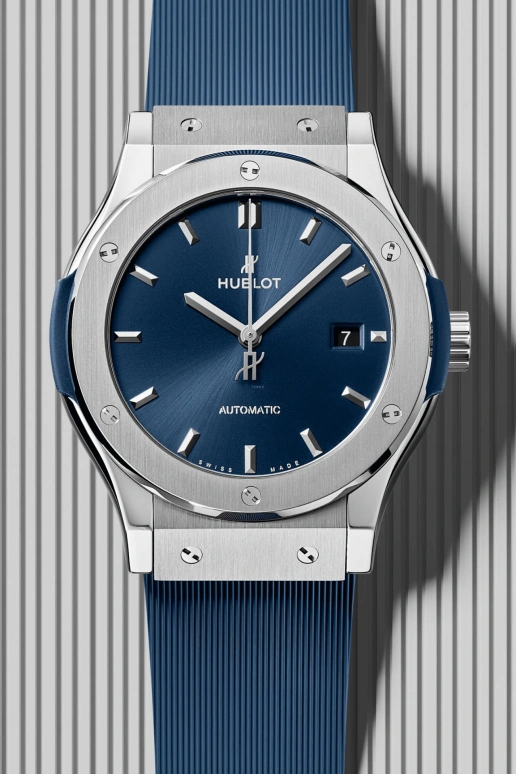 Hublot,Classic Fusion 42mm,42mm,Titanium Gold,Blue,Automatic,42hours,In-house Caliber,542,542.NX.7170.RX