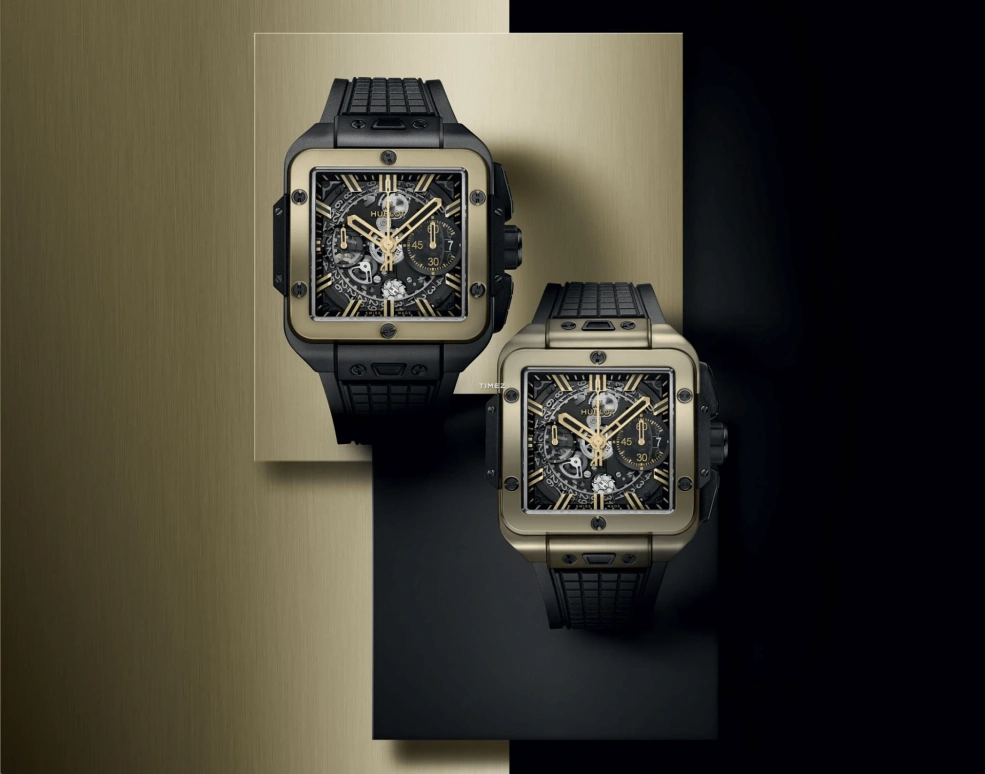 Hublot,Square Bang 42mm,42mm,Ceramic,Magic Gold,Black,Skeleton,Automatic,Chronograph,Day,Flyback,Column Wheel,72hours,In-house Caliber,821,821.CM.0130.RX