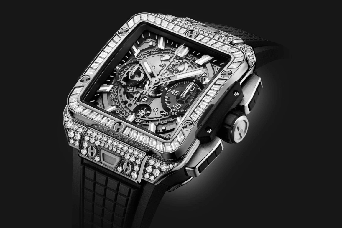 Hublot,Square Bang 42mm,42mm,Titanium,Skeleton,Chronograph,Day,Flyback,821,821.NX.0170.RX.0904