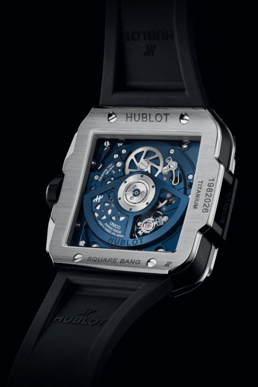 Hublot,Square Bang 42mm,42mm,Titanium,Blue,Grey,Automatic,Chronograph,Day,Flyback,821,821.NX.5170.RX