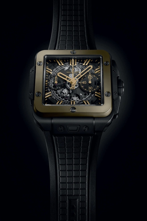 Hublot,Square Bang 42mm,42mm,Ceramic,Magic Gold,Black,Skeleton,Automatic,Chronograph,Day,Flyback,Column Wheel,72hours,In-house Caliber,821,821.CM.0130.RX