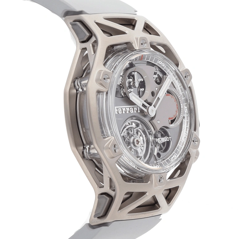 Hublot,MP 45mm,45mm,Titanium,White Gold,Silver,Handwound,Chronograph,Tourbillon,408,408.JW.0123.RX