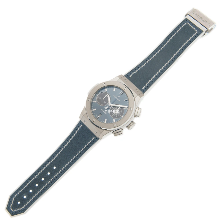 Hublot,Classic Fusion 45mm,45mm,Stainless Steel,Blue,Automatic,Chronograph,Day,521,521.NE.7170.VR.LG017