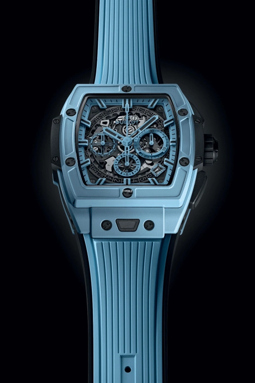 Hublot,Spirit of Big Bang 42mm,42mm,Ceramic,Sky Blue,Skeleton,Automatic,Chronograph,Day,642,642.EX.5110.RX
