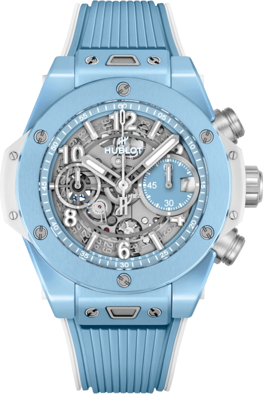 Hublot,Big Bang 42mm,42mm,Ceramic,Sky Blue,Skeleton,Automatic,Chronograph,Day,441,441.EX.5120.RX