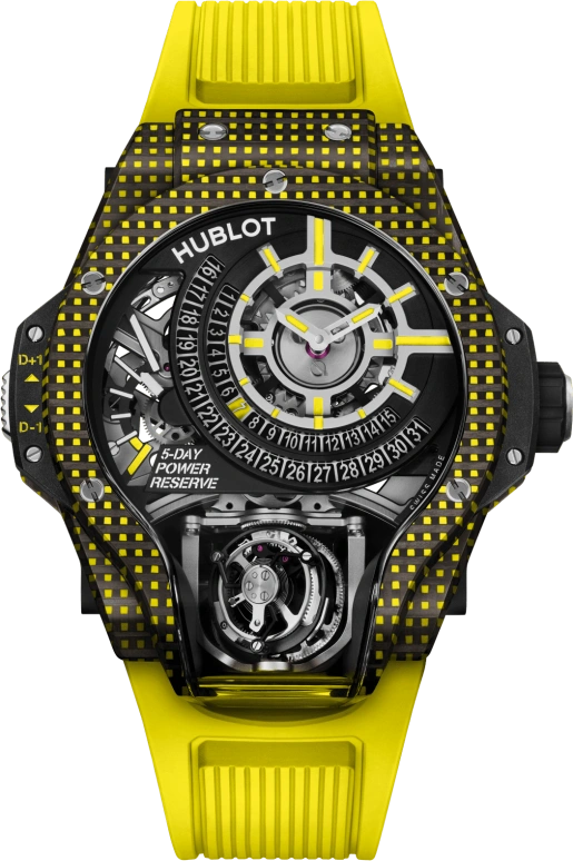 Hublot,MP 49mm,49mm,Carbon,White,Yellow,Black,120hours,In-house Caliber,Sapphire,909,909.QDY.1120.RX