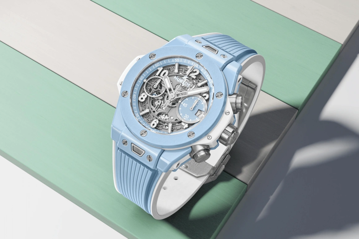Hublot,Big Bang 42mm,42mm,Ceramic,Sky Blue,Skeleton,Automatic,Chronograph,Day,441,441.EX.5120.RX