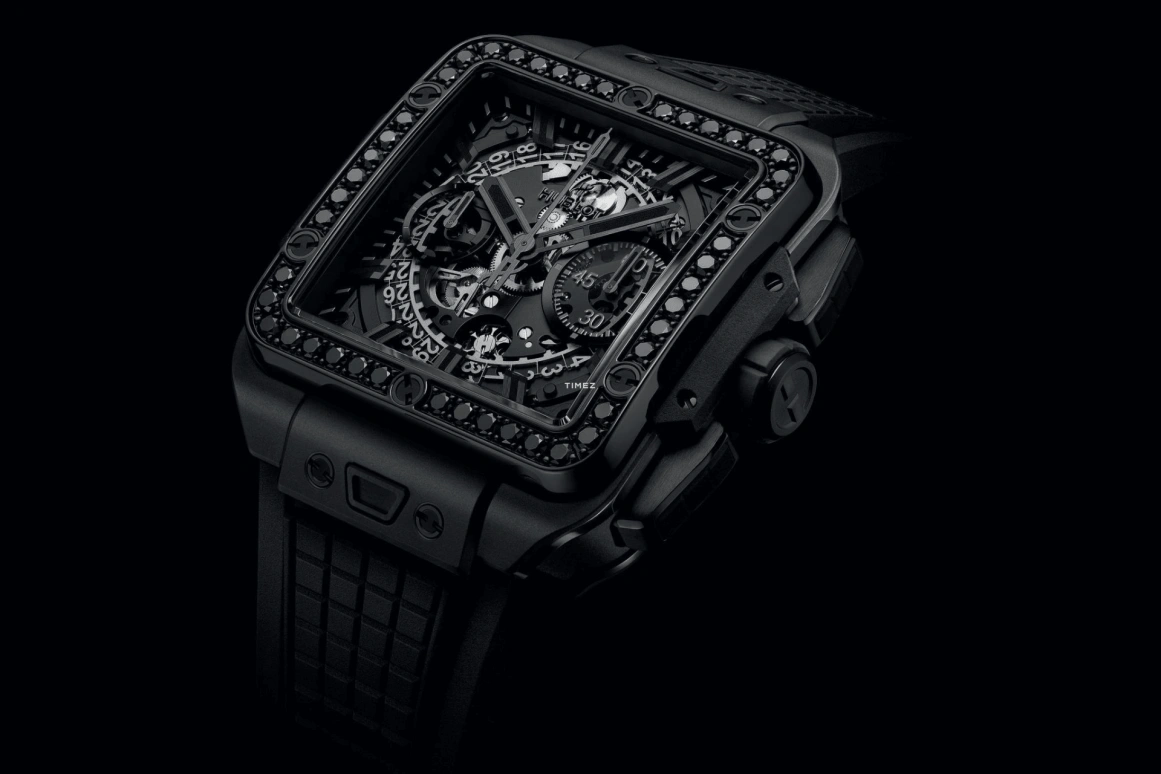 Hublot,Square Bang 42mm,42mm,Ceramic,Skeleton,Black,Automatic,Chronograph,Day,Column Wheel,821,821.CX.0140.RX.1200