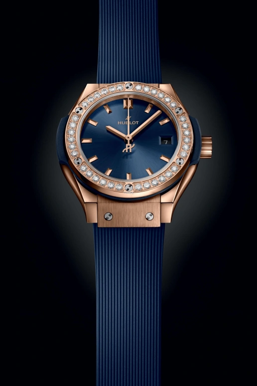 Hublot,Classic Fusion 29mm,29mm,KING GOLD,Blue,Quartz,Day,In-house Caliber,591,591.OX.7180.RX.1204