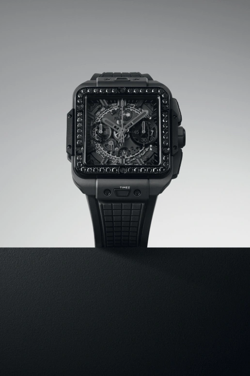 Hublot,Square Bang 42mm,42mm,Ceramic,Skeleton,Black,Automatic,Chronograph,Day,Column Wheel,821,821.CX.0140.RX.1200