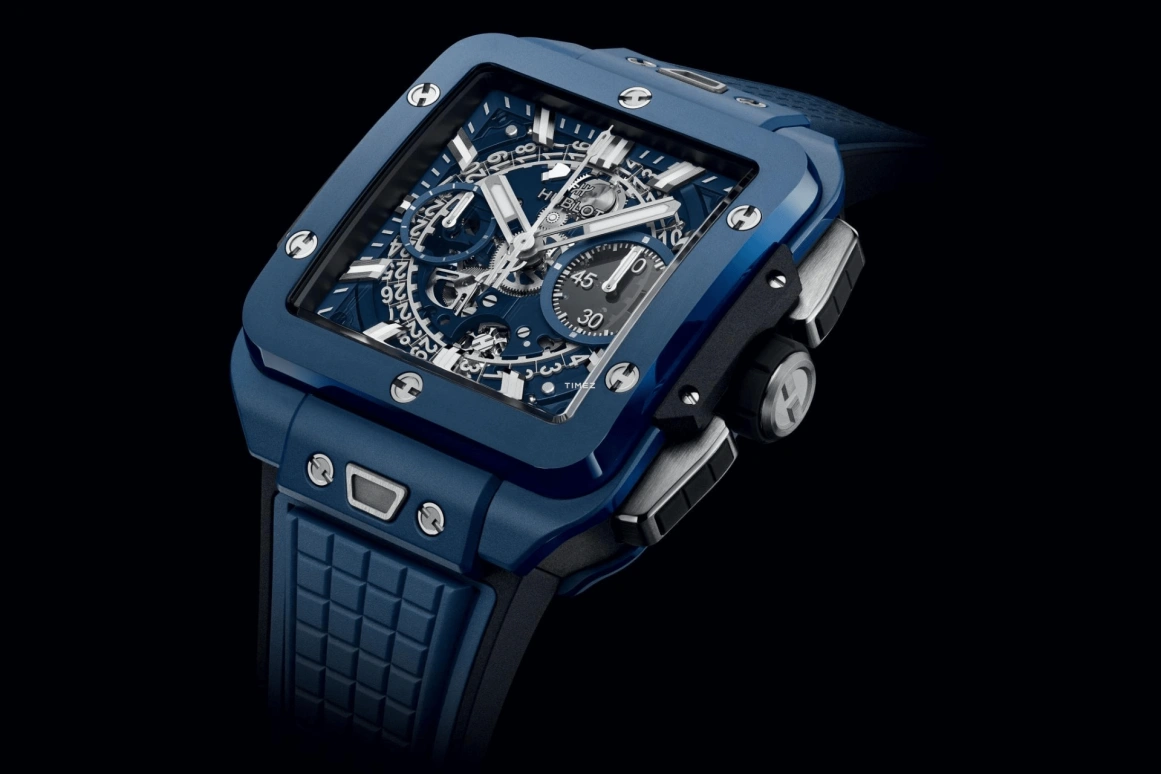 Hublot,Square Bang 42mm,42mm,Ceramic,Blue,Automatic,Chronograph,Day,Flyback,821,821.EX.5170.RX