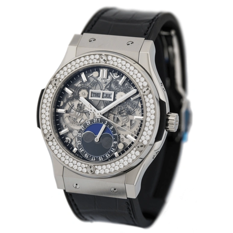 Hublot,Classic Fusion 45mm,45mm,Titanium Gold,Skeleton,Automatic,Moonphase,Month,Date,Day,42hours,In-house Caliber,517,517.NX.0170.LR.1104