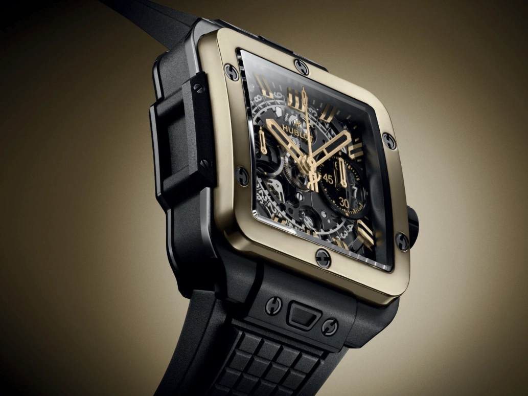 Hublot,Square Bang 42mm,42mm,Ceramic,Magic Gold,Black,Skeleton,Automatic,Chronograph,Day,Flyback,Column Wheel,72hours,In-house Caliber,821,821.CM.0130.RX