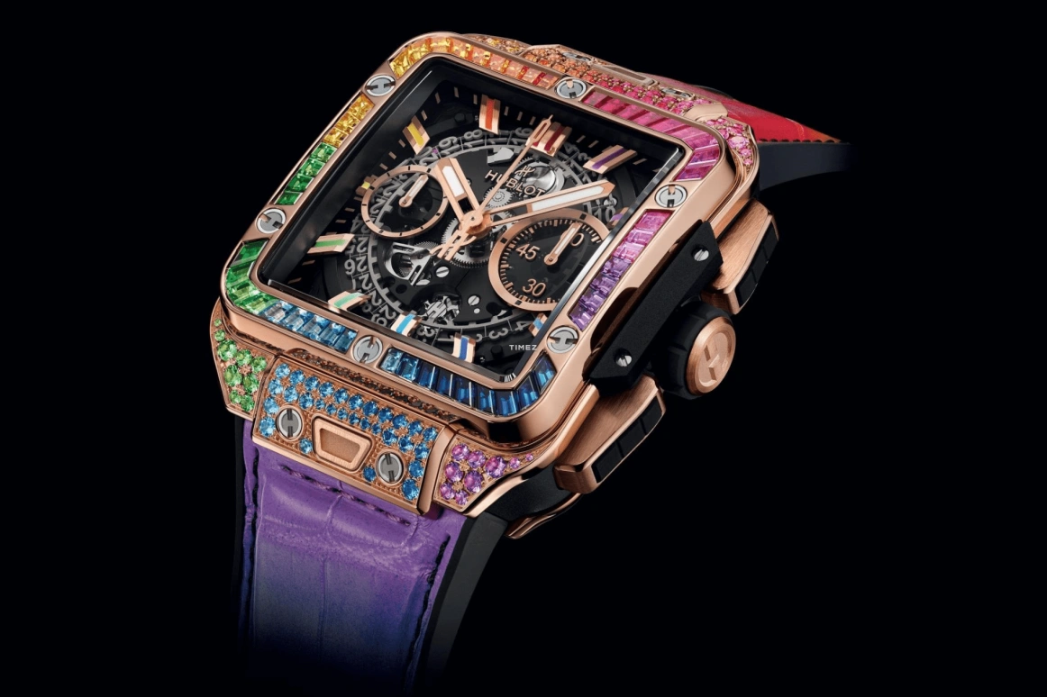 Hublot,Square Bang 42mm,42mm,KING GOLD,Black,Automatic,Chronograph,Day,Flyback,821,821.OX.0118.LR.0999