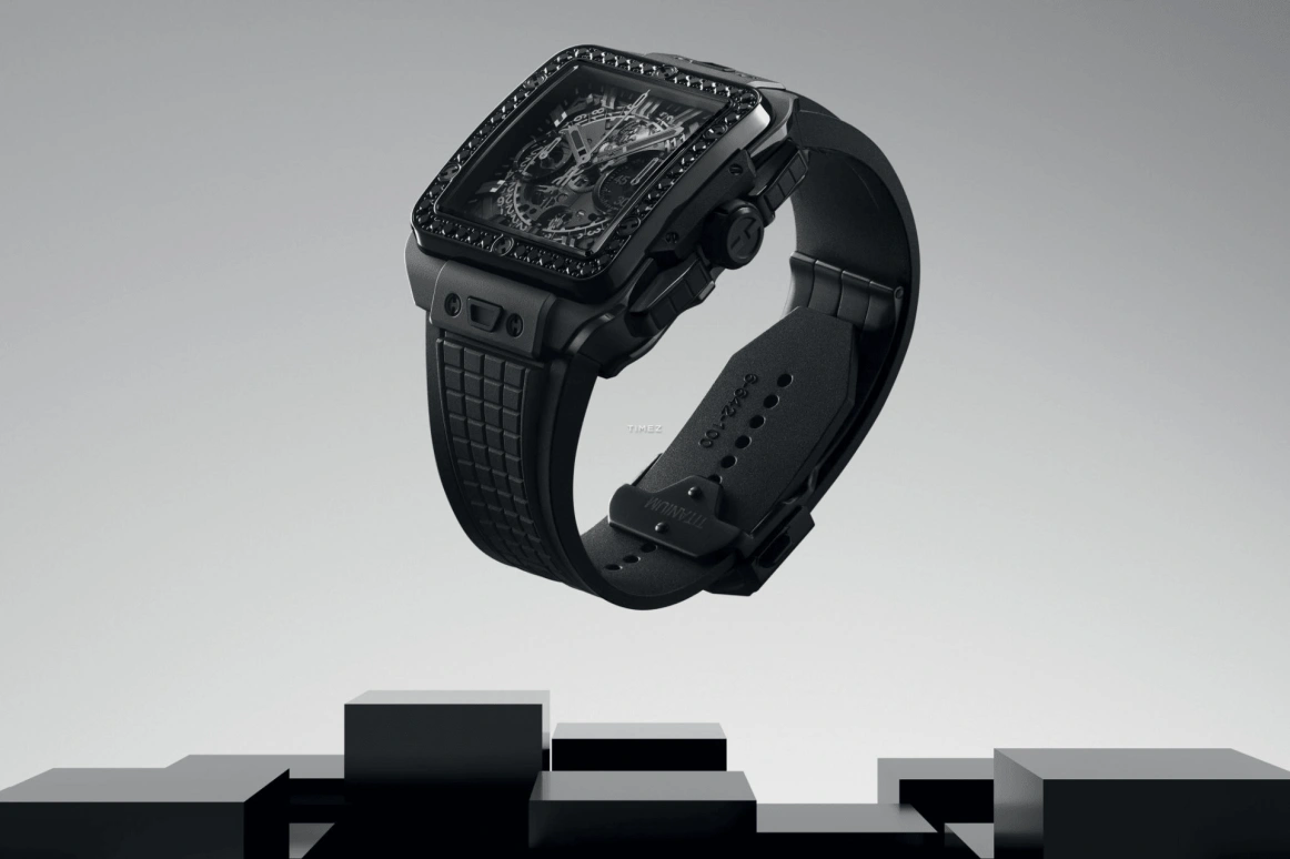 Hublot,Square Bang 42mm,42mm,Ceramic,Skeleton,Black,Automatic,Chronograph,Day,Column Wheel,821,821.CX.0140.RX.1200
