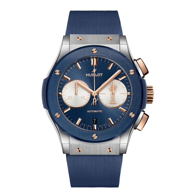 Hublot,Classic Fusion 45mm,45mm,Titanium,Blue,White,Automatic,Chronograph,Day,Emiliano Martínez,521,521.NL.7180.RX.AFA24