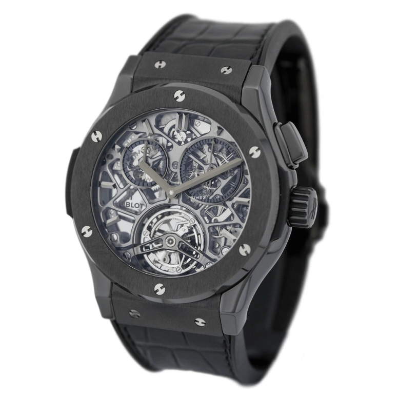 Hublot,Classic Fusion 45mm,45mm,Ceramic,Grey,Automatic,Chronograph,Tourbillon,506,506.CM.0140.LR