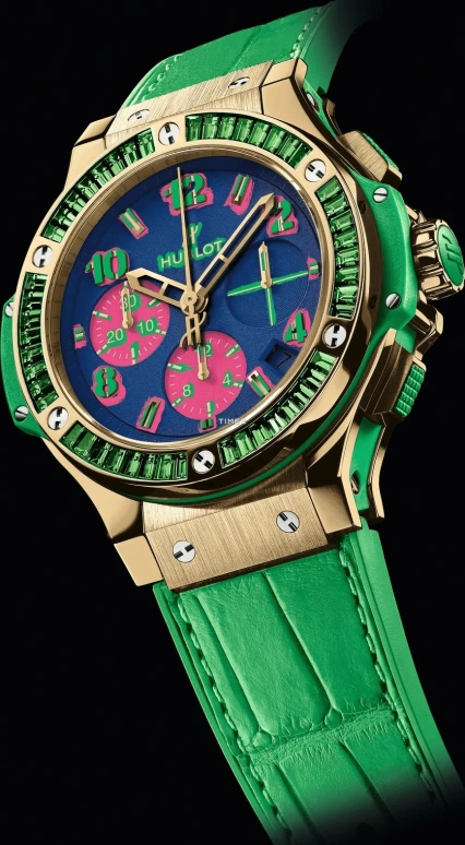 Hublot,Big Bang 41mm,41mm,Rose Gold,Blue,Pink,Green,Automatic,Chronograph,Day,341,341.VG.5199.LR.1922.POP14