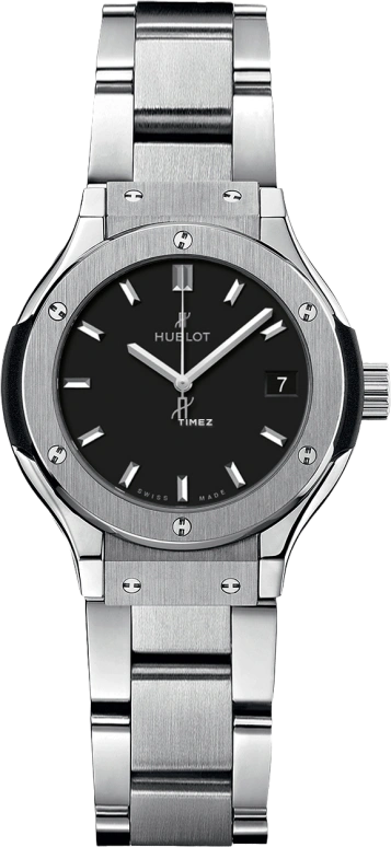 Hublot,Classic Fusion 33mm,33mm,Titanium,Black,Quartz,In-house Caliber,Sapphire,Crystal Glass,581,581.NX.1171.NX