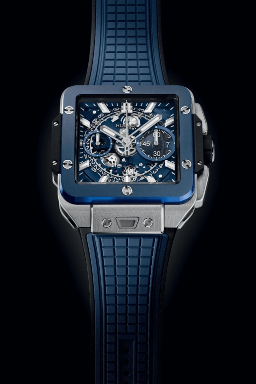 Hublot,Square Bang 42mm,42mm,Titanium,Blue,Automatic,Chronograph,Day,Flyback,821,821.NL.5170.RX