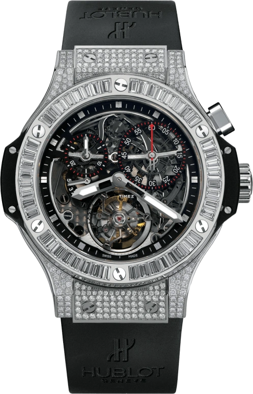 Hublot,Big Bang 44mm,44mm,Platinum,Black,Skeleton,Sapphire,Crystal Glass,Setting,Diamonds,308,308.TX.130.RX.094