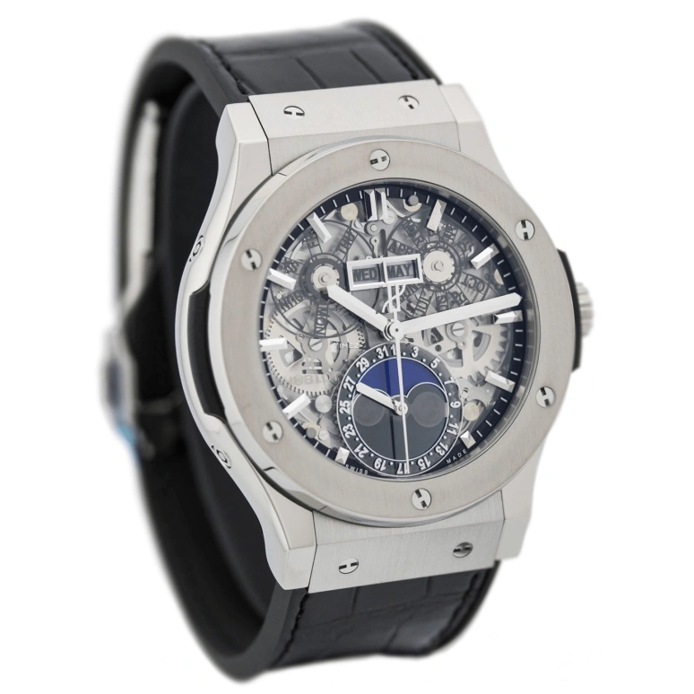 Hublot,Classic Fusion 45mm,45mm,Titanium Gold,Skeleton,Automatic,Moonphase,Month,Date,Day,42hours,In-house Caliber,517,517.NX.0170.LR
