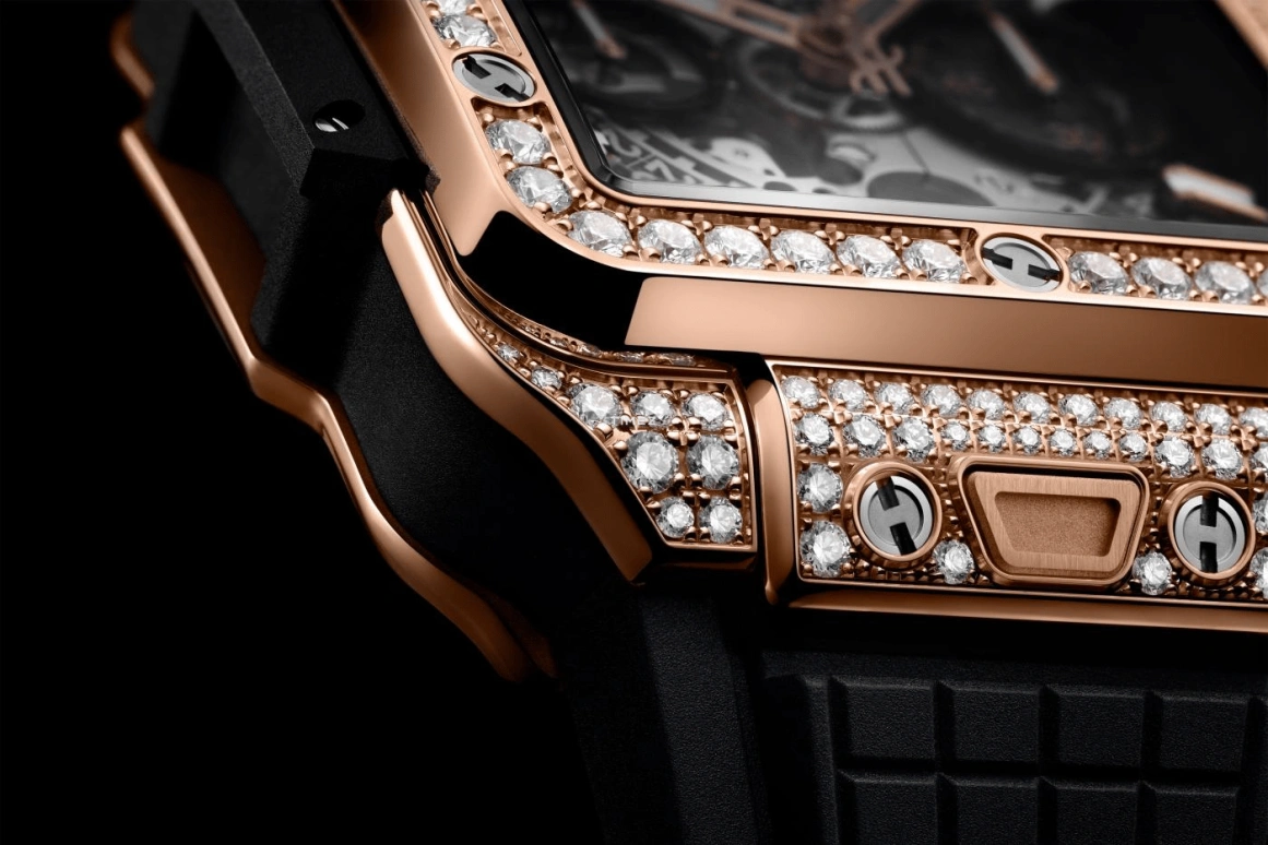 Hublot,Square Bang 42mm,42mm,KING GOLD,Skeleton,Grey,Automatic,Chronograph,Day,Flyback,821,821.OX.0180.RX.1604
