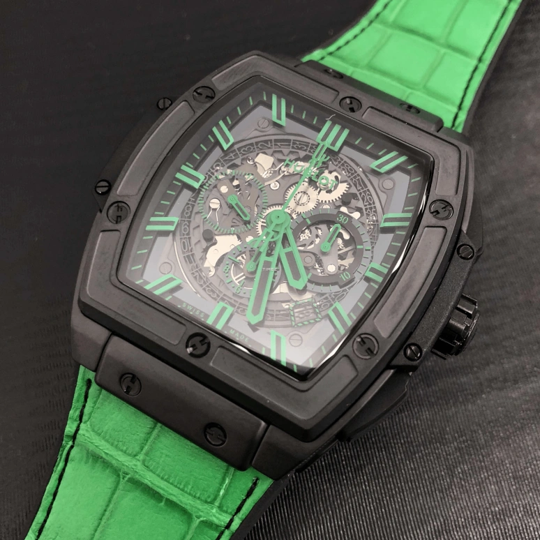 Hublot,Big Bang 45mm,45mm,Ceramic,Titanium Gold,Black,Green,Automatic,Chronograph,Day,601,601.CG.0190.LR