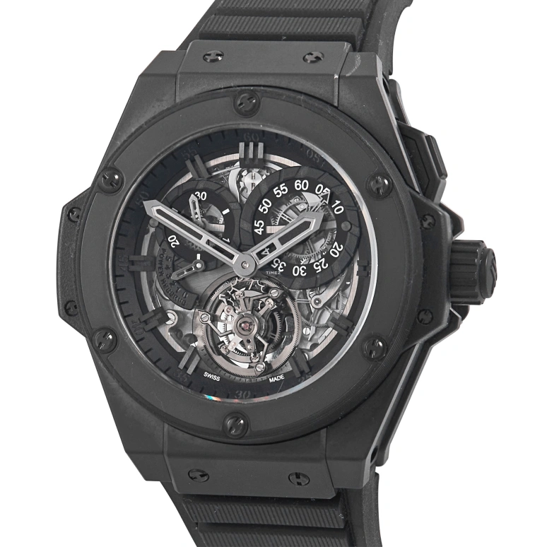 Hublot,Big Bang 48mm,48mm,Ceramic,Skeleton,Black,Handwound,Chronograph,Tourbillon,708,708.CI.0110.RX