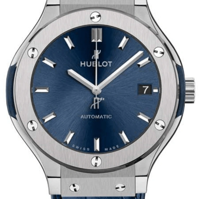Hublot,Classic Fusion 33mm,33mm,Titanium,Blue,Quartz,In-house Caliber,Sapphire,Crystal Glass,581,581.NX.7170.LR