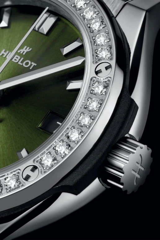 Hublot,Classic Fusion 29mm,29mm,Titanium Gold,Green,Quartz,Day,In-house Caliber,591,591.NX.8970.RX.1204