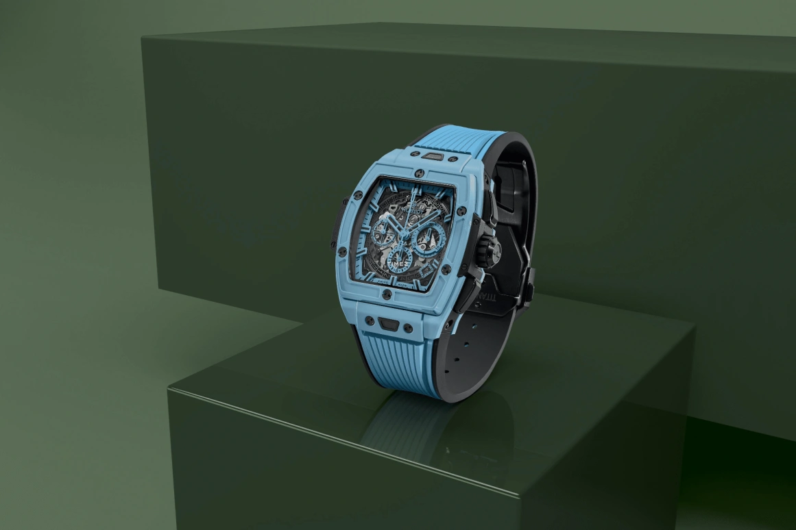 Hublot,Spirit of Big Bang 42mm,42mm,Ceramic,Sky Blue,Skeleton,Automatic,Chronograph,Day,642,642.EX.5110.RX