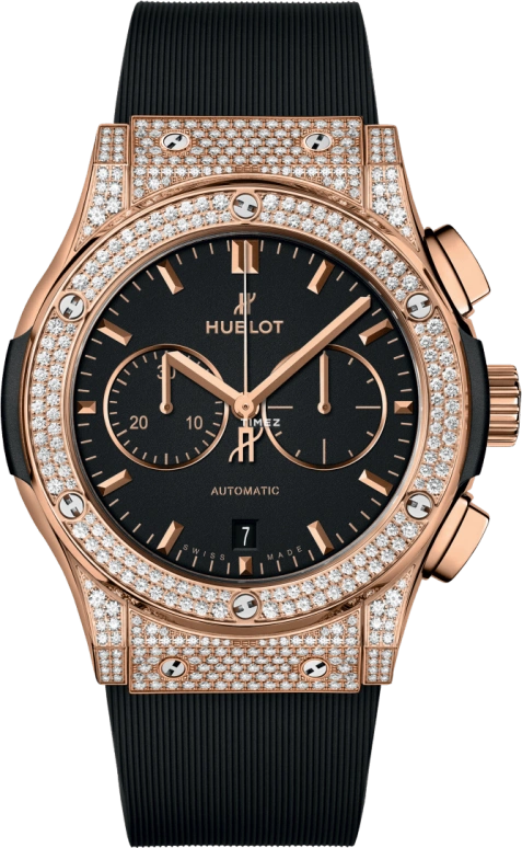 Hublot,Classic Fusion 42mm,42mm,KING GOLD,Black,Automatic,Chronograph,Day,541,541.OX.1181.RX.1704