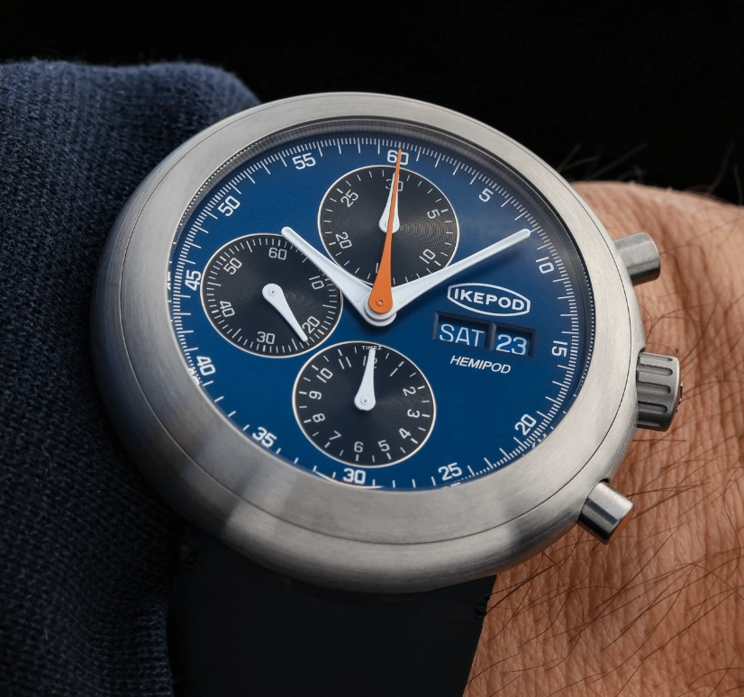Ikepod,Hemipode 44mm,44mm,Titanium,Blue,Automatic,Chronograph,Date,Day,HE10,HE10-RU-LB