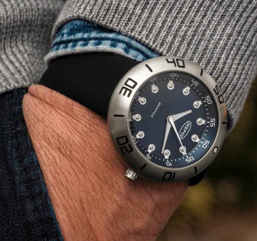 Ikepod,Seapod 46mm,46mm,Stainless Steel,Blue,Automatic,Sapphire,Crystal Glass,Round,S007,S007-SI-LB