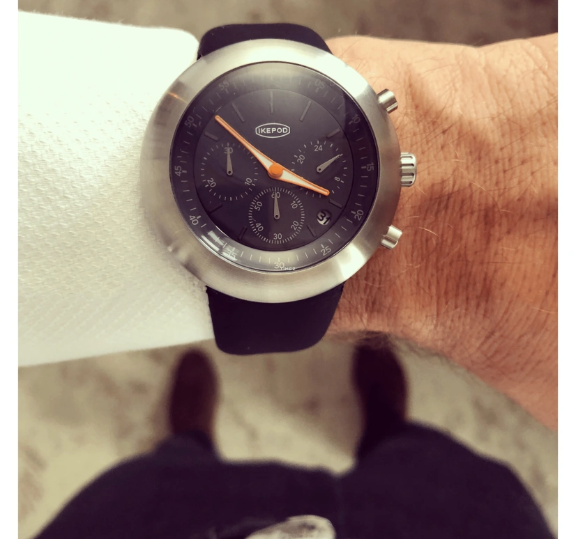 Ikepod,Chronopod 44mm,44mm,Stainless Steel,Black,Quartz,Chronograph,Day,Dule Time,C014,C014-SI-LB