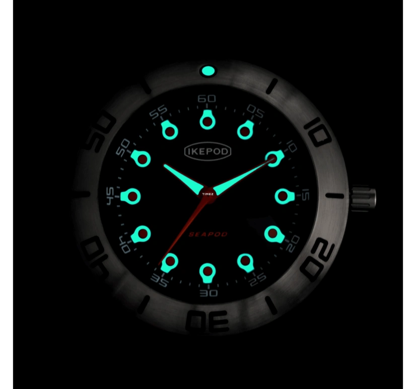Ikepod,Seapod 46mm,46mm,Stainless Steel,Black,Automatic,Sapphire,Crystal Glass,Round,S001,S001-SI-LB