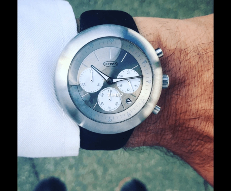 Ikepod,Chronopod 44mm,44mm,Stainless Steel,Grey,White,Quartz,Chronograph,Day,C009,C009-SI-LB