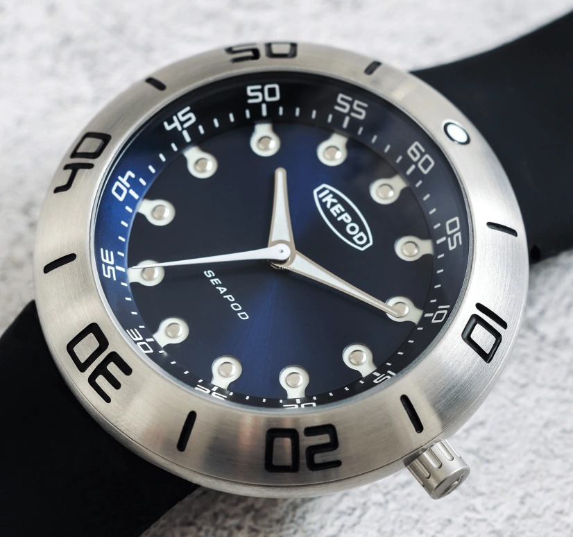 Ikepod,Seapod 46mm,46mm,Stainless Steel,Blue,Automatic,Sapphire,Crystal Glass,Round,S007,S007-SI-LB