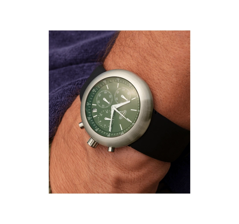 Ikepod,Chronopod 44mm,44mm,Stainless Steel,Green,Quartz,Chronograph,Day,C010SILB