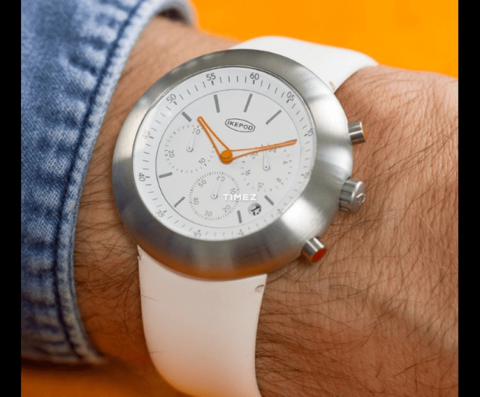 Ikepod,Chronopod 44mm,44mm,Stainless Steel,White,Quartz,Chronograph,Day,C013,C013-SI-LB