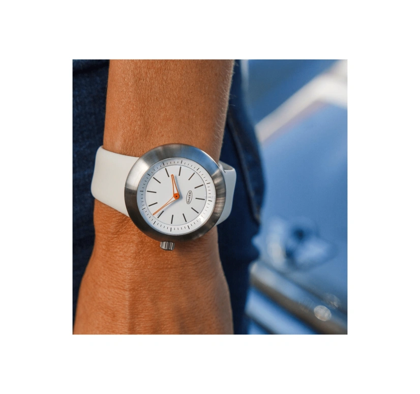 Ikepod,Duopod 42mm,42mm,Stainless Steel,White,Quartz,Sapphire,Round,D016,D016-SI-LB