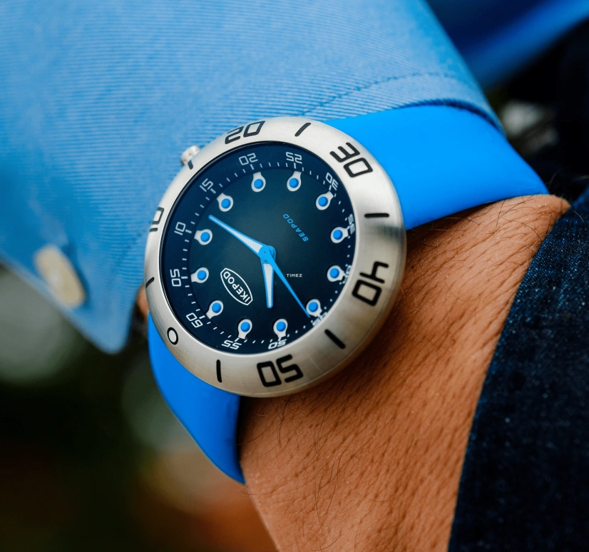 Ikepod,Seapod 46mm,46mm,Stainless Steel,Blue,Automatic,Sapphire,Crystal Glass,Round,S002,S002-SI-LN