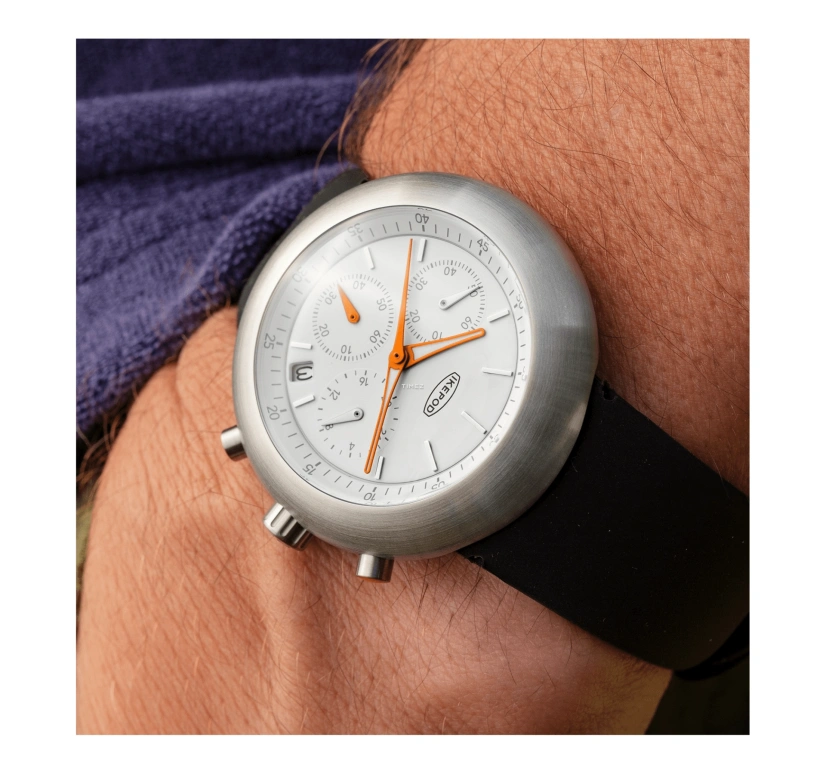 Ikepod,Chronopod 44mm,44mm,Stainless Steel,White,Quartz,Chronograph,Day,C016,C016-SI-LB 25