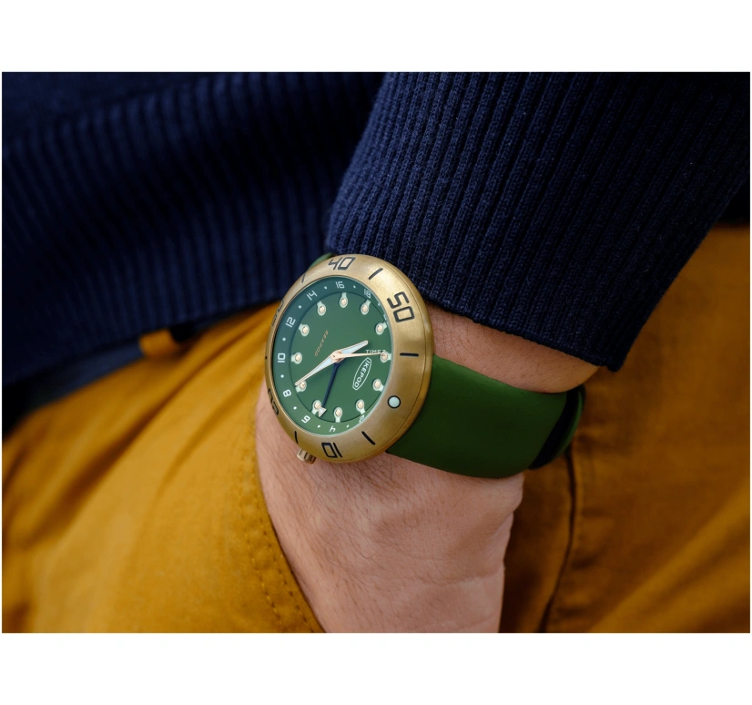 Ikepod,Seapod 46mm,46mm,Bronze,Green,Automatic,Dule Time,Sapphire,Crystal Glass,S006,S006-SI-LV