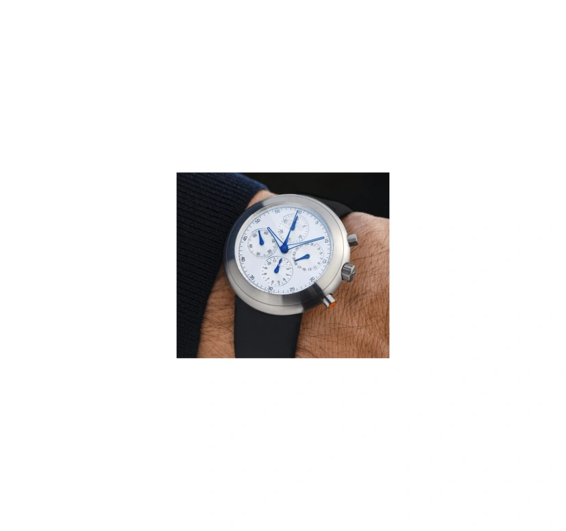 Ikepod,Hemipode 41mm,41mm,Titanium,White,Automatic,Chronograph,Day,HE01,HE01-RU-LB